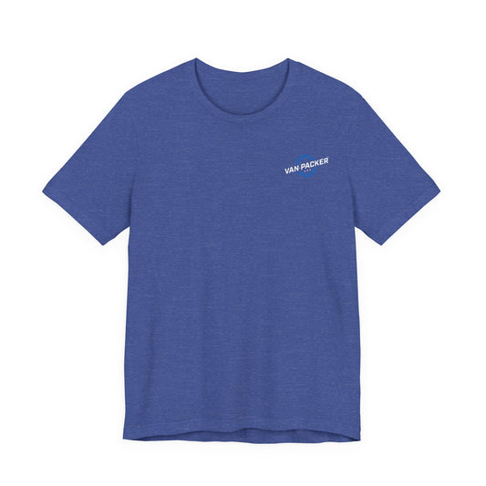 Unisex Jersey Short Sleeve Van-Packer Blue + White Logo Tee