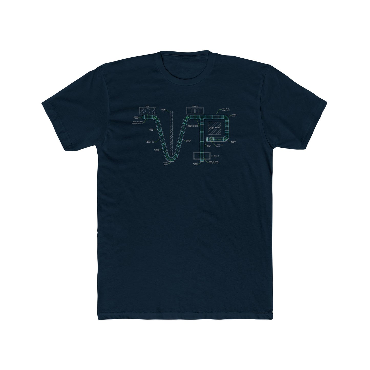 Unisex Cotton Van-Packer Duct Diagram Graphic Tee