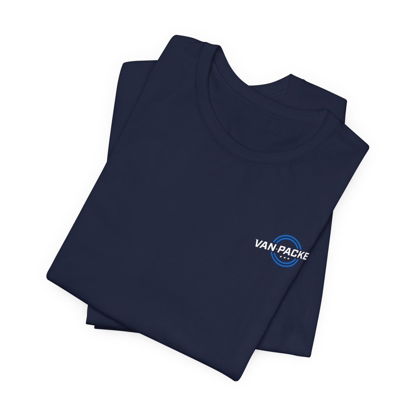 Unisex Jersey Short Sleeve Van-Packer Blue + White Logo Tee
