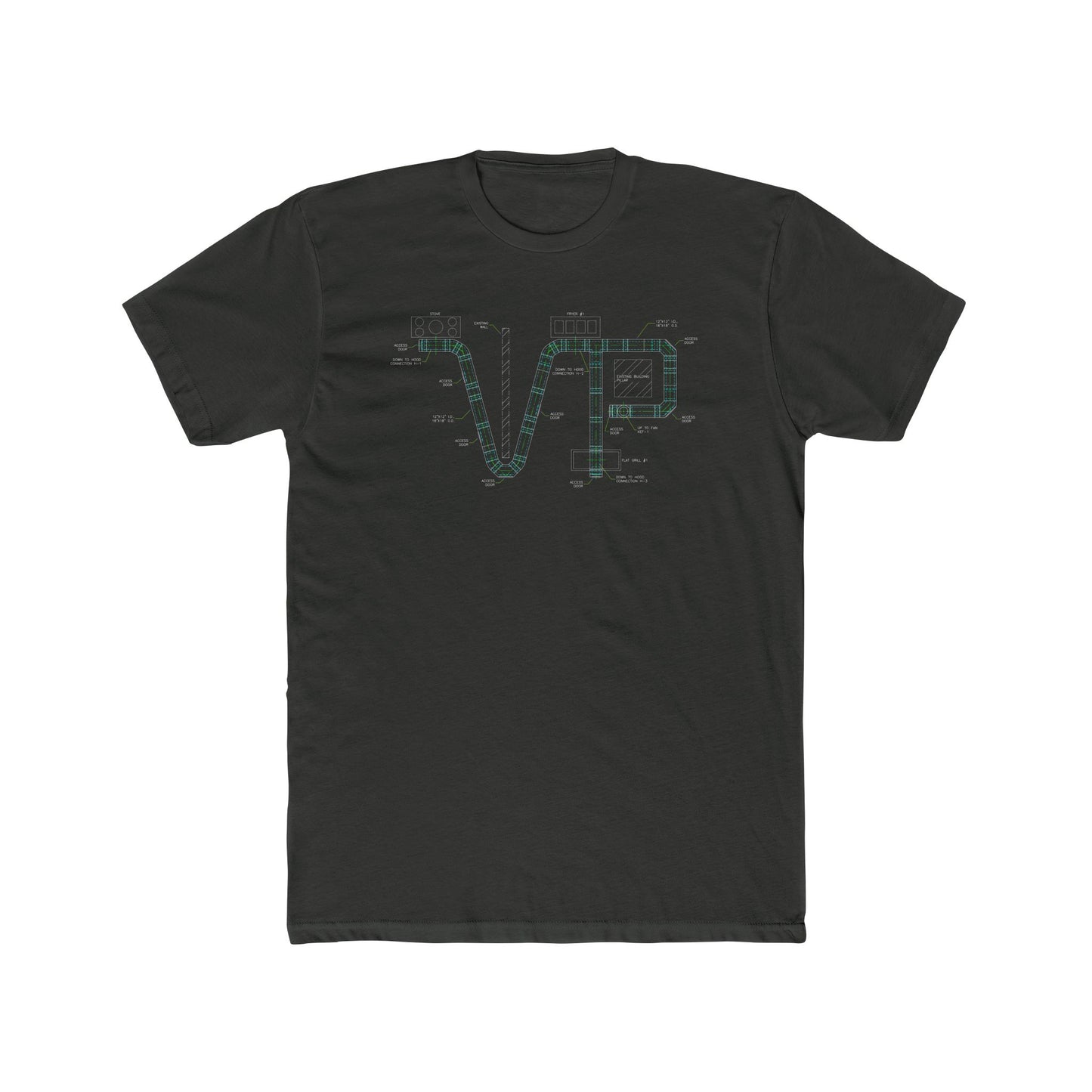 Unisex Cotton Van-Packer Duct Diagram Graphic Tee