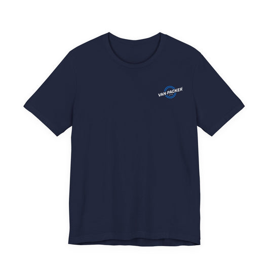 Unisex Jersey Short Sleeve Van-Packer Blue + White Logo Tee
