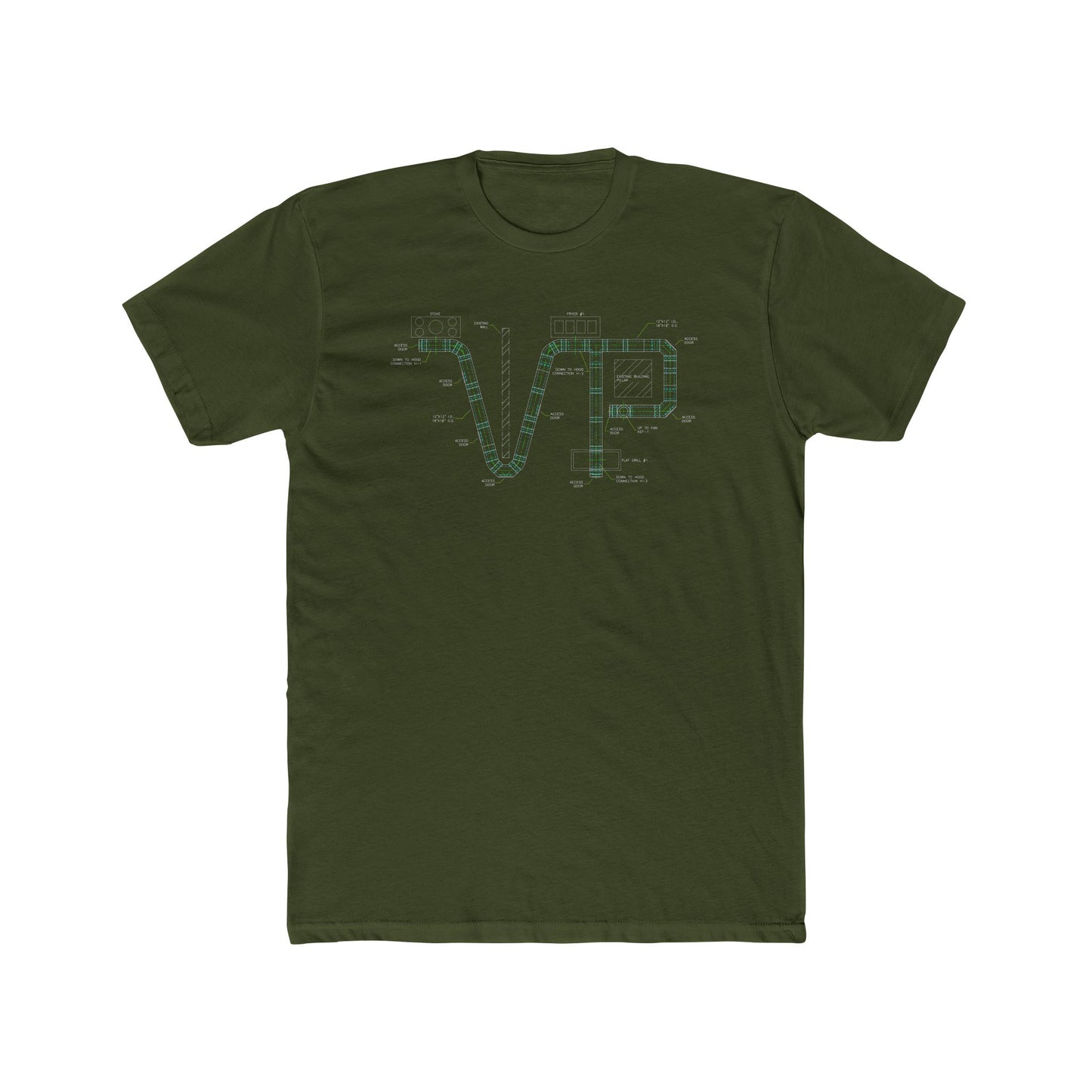 Unisex Cotton Van-Packer Duct Diagram Graphic Tee