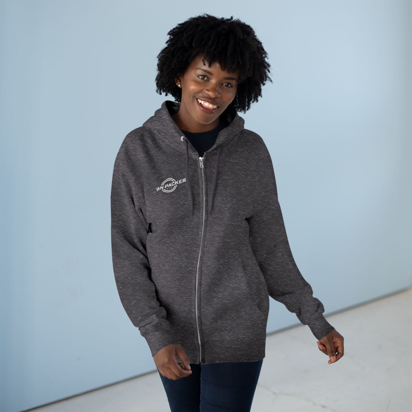 Unisex Zip Van-Packer White Logo Hoodie