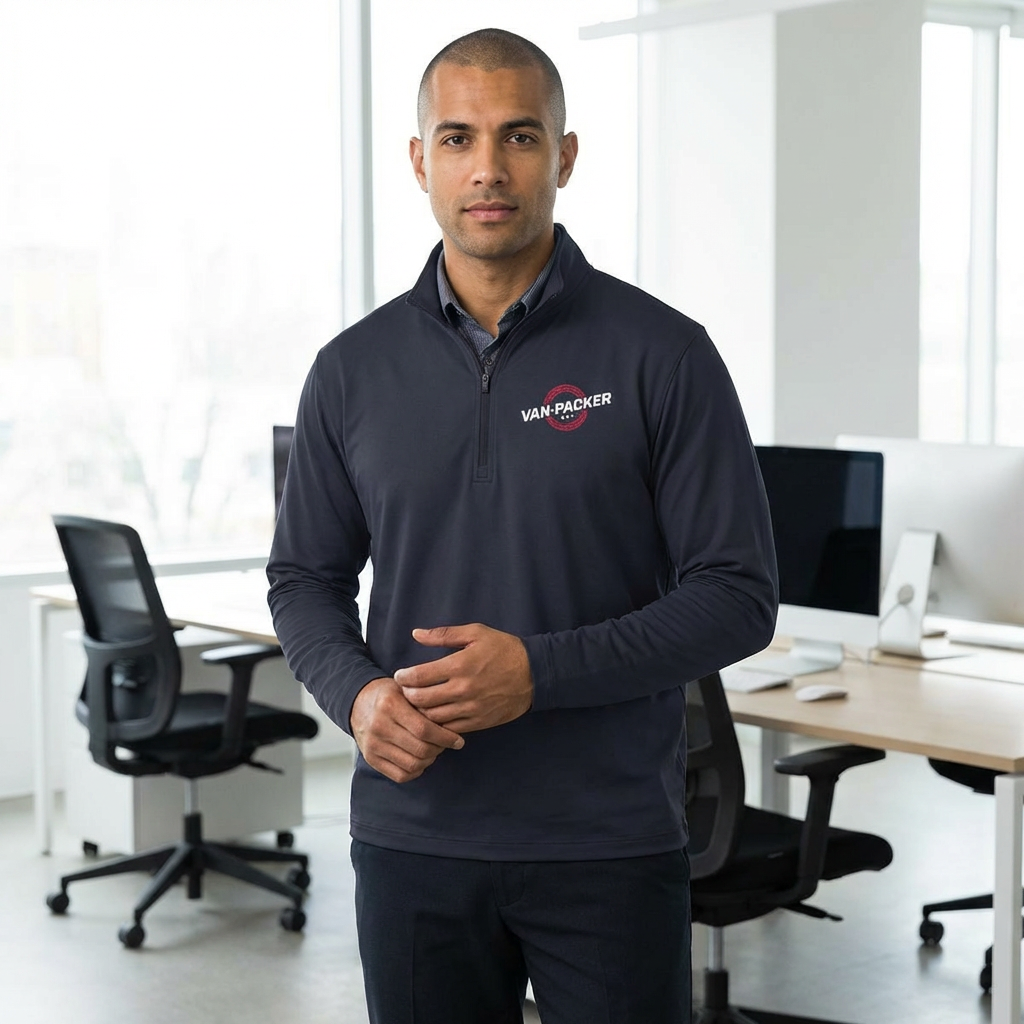 Lightweight Unisex Quarter-Zip Pullover Van-Packer Small Chest Logo