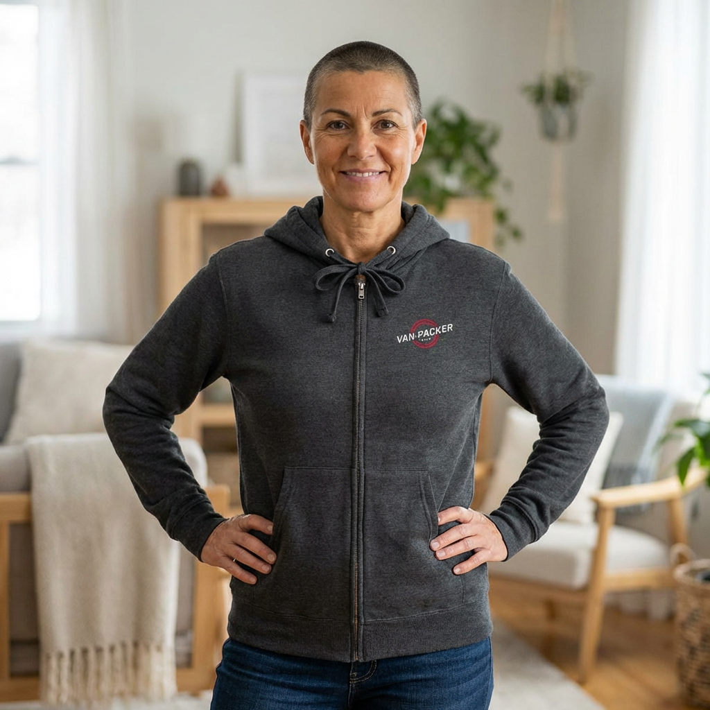 Unisex Zip-Up Sweatshirt Left Chest Van-Packer Logo