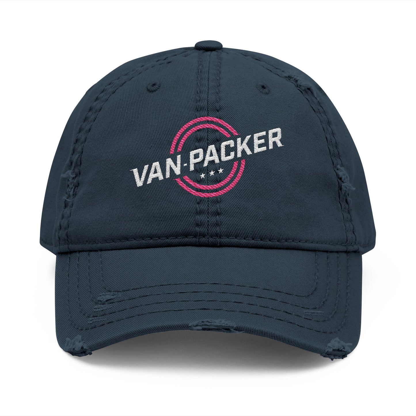 Distressed Dad Hat Van-Packer Logo