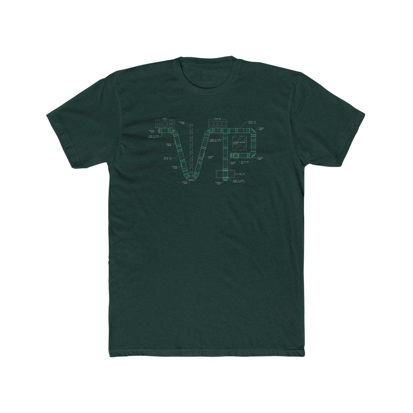 Unisex Cotton Van-Packer Duct Diagram Graphic Tee