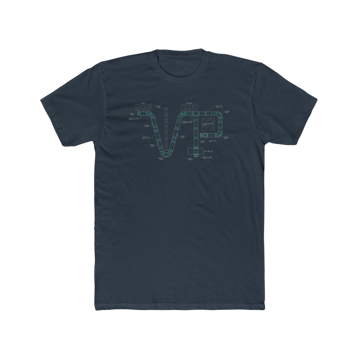 Unisex Cotton Van-Packer Duct Diagram Graphic Tee